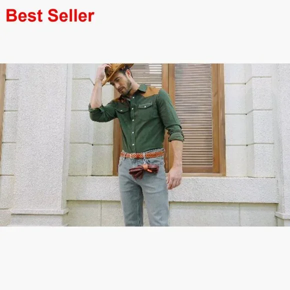 Corduroy Shirt Jacket Long Sleeve Button Down Western Casual - Picture 7 of 7